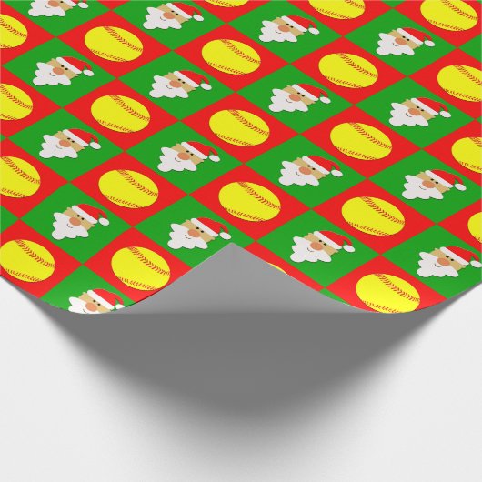 Papier Cadeau Softballs et Père Noël Softball Player Noël (Coin)