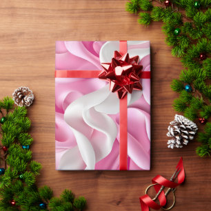 Papier Cadeau Soie rose et blanche