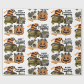 Papier Cadeau Soignée Halloween Anniversaire Fille Nom Fête (Plat)