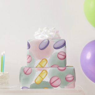 Papier Cadeau Soins de santé et pharmacie Comprimés violets gris