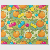 Papier Cadeau Soins de santé et pharmacie Oranges et vignes (Plat)