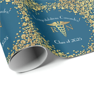 Papier Cadeau Soins infirmiers École de Graduation Party Gold Bl