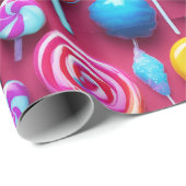 Papier Cadeau "Soins sucrés à thème bonbons (Coin rond)