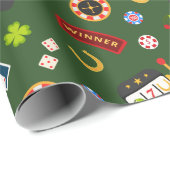 Papier Cadeau Soirée Casino | Vert (Coin rond)