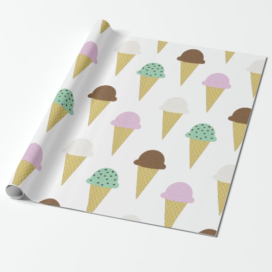 Papier Cadeau Soirée Cones de crème glacée douce (Déroulé)