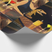 Papier Cadeau Soirée dames drôle avec T-rex  (Coin)