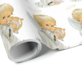 Papier Cadeau Soirée de Noël Angel rétro carrelée (Coin rond)