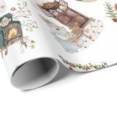 Papier Cadeau Soirée de Noël Cosy Petits à la maison Cadeau (Coin rond)