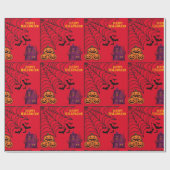 Papier Cadeau Soirée d'Halloween (orange) (Plat)