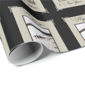 Papier Cadeau Soirée du Nouvel An sophistiquée, Noir et Tan (Coin rond)