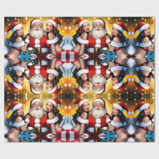 Papier Cadeau Soirée festive de Père Noël salée avec Noël (Plat)