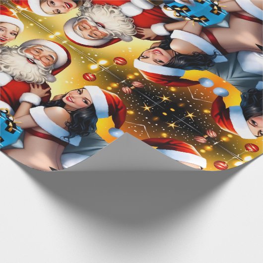 Papier Cadeau Soirée festive de Père Noël salée avec Noël (Coin)