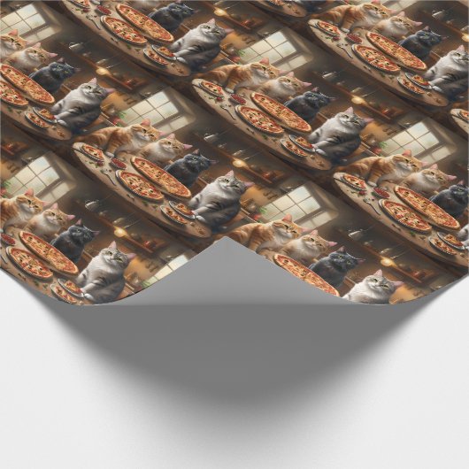Papier Cadeau Soirée Pizza Chat, (Coin)