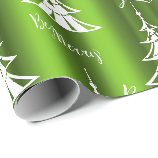 Papier Cadeau Sois Joyeux Noël Vert (Coin rond)