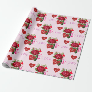 Papier Cadeau Sois ma Saint Valentin Red Roses vacances