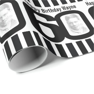 Papier Cadeau soixantième Emballage noir et blanc d'amusement d
