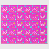 Papier Cadeau Soixantième enveloppe d'anniversaire d'âge nommé (Plat)