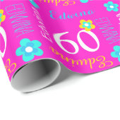 Papier Cadeau Soixantième enveloppe d'anniversaire d'âge nommé (Coin rond)