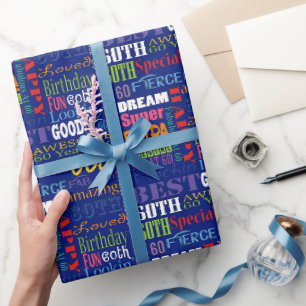 Papier Cadeau Soixantième monogramme personnalisé de fête