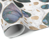 Papier Cadeau Sol de mosaïque - agate et or de Shimerring sur le (Coin rond)