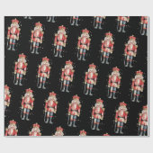 Papier Cadeau Soldat Casse-Noisette Neige Uniforme rouge en noir (Plat)