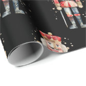 Papier Cadeau Soldat Casse-Noisette Neige Uniforme rouge en noir (Coin rond)