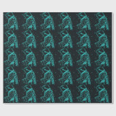 Papier Cadeau Soldat de jouet en noir et Aqua (Plat)