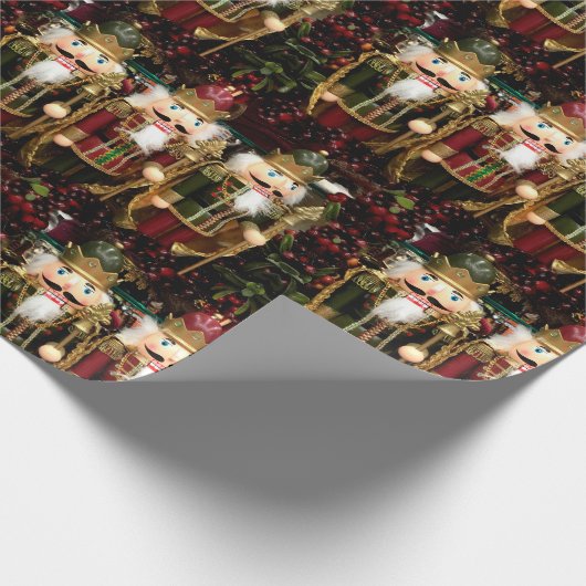Papier Cadeau Soldats Casse-Noisette Dorés de Noël (Coin)