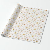 Papier Cadeau Soleil bohème et arcs-en-ciel en jaune (Déroulé)