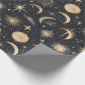 Papier Cadeau Soleil céleste et étoiles Ciel nocturne (Coin)