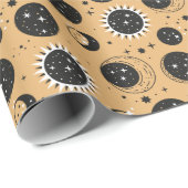 Papier Cadeau Soleil céleste et Motif de lune (Coin rond)