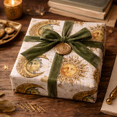 Papier Cadeau Soleil cosmique et or lune