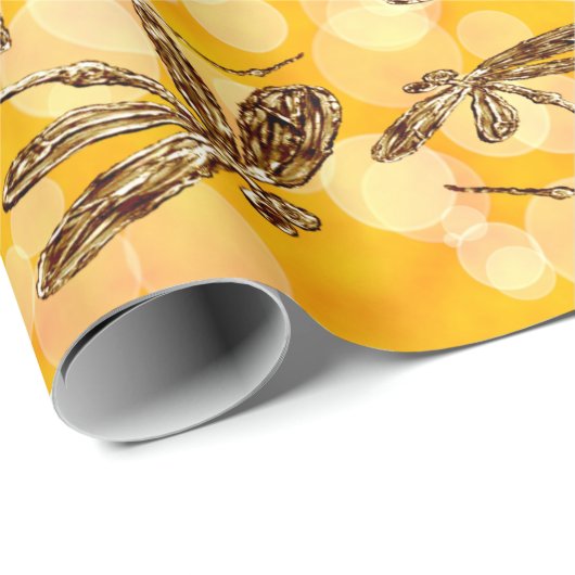 Papier Cadeau Soleil de libellule (Coin rond)