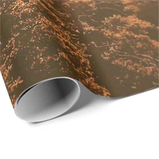 PAPIER CADEAU SOLEIL D'OR SUR UNE FORÊT (Coin rond)