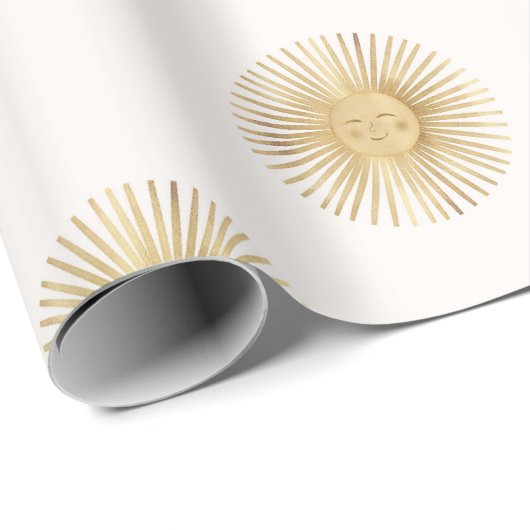 Papier Cadeau Soleil Or Joyeux Soleil (Coin rond)