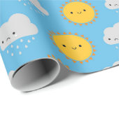 Papier Cadeau Soleil & Pluie Mignons (Coin rond)