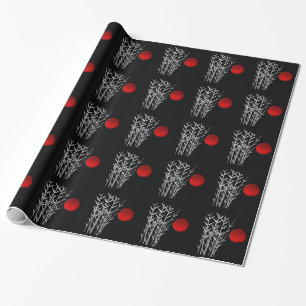 Papier Cadeau Soleil rouge noir blanc zen