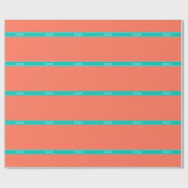Papier Cadeau Solid Coral, Teal Ribbon Nom Monogram (Plat)