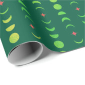 Papier Cadeau Solstice d'hiver Yule Wicca Moon Phases Rouge Vert (Coin rond)