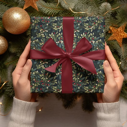 Papier Cadeau Sombre Moody American Mistletoe hiver