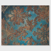 Papier Cadeau Sombre Turquoise et rouille (Plat)
