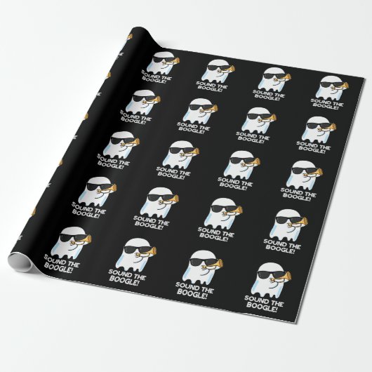 Papier Cadeau Son Boogle Funny Ghost Bugle Pun Dark BG (Déroulé)