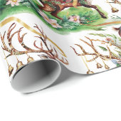 Papier Cadeau Sonnette de Noël classique et cloches d'or (Coin rond)