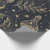Papier Cadeau Sorcelerie céleste - Lune dorée, flacons de potion (Coin)