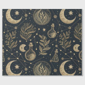 Papier Cadeau Sorcellerie Céleste Mystique - Botanique Or (Plat)