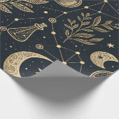 Papier Cadeau Sorcellerie Céleste Mystique - Botanique Or (Coin)
