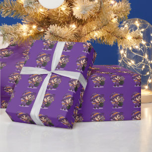 Papier Cadeau Sorcier Mignon avec des Bonbons - Design Mignon d'