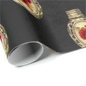 Papier Cadeau Sorcier rouge cramoisi et noir (Coin rond)