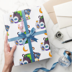 Papier Cadeau Sorcière Cuisine Cauldron Potion Sous Le Lune