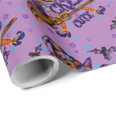 Papier Cadeau Sorcière de l'Halloween mignonne (Coin rond)